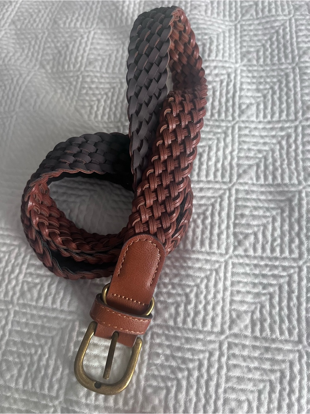 Braided Leather Belt - Brown